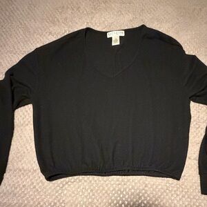 Cut & Paste Women's Black Long Sleeve Top with Elastic waistband